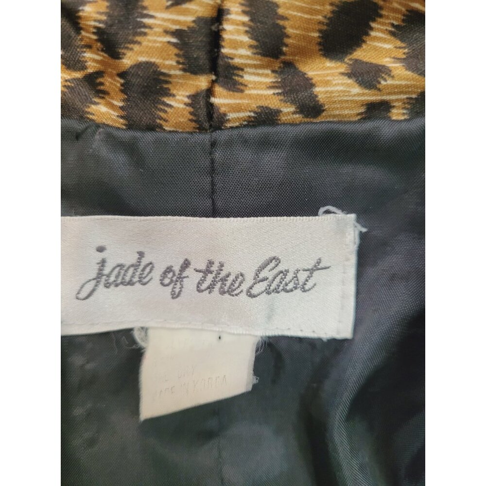 Vintage Jade of the East Jacket Leopard Print Pockets Button Light Weight - Picture 9 of 16